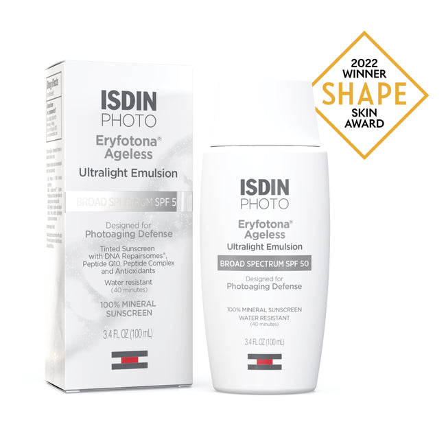 ISDIN Eryfotona Ageless has (Ultralight Tinted Mineral Sunscreen)